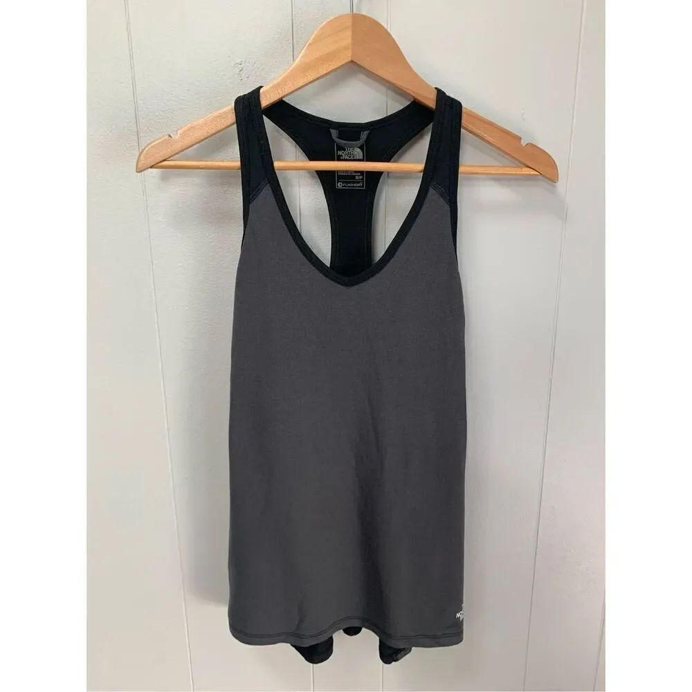 The North Face Flash Dry Racer Back Tank Top sleeveless scoop neck Black & Gray